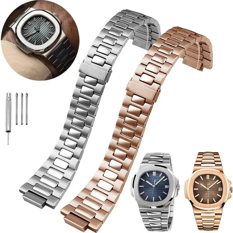 25mm Stainless Steel Silver Watch Band for Patek Philippe Nautilus 5711 5726 Men