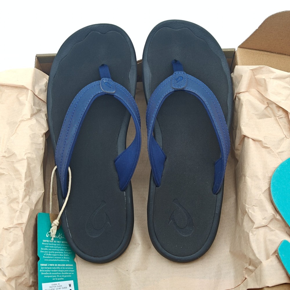 OluKai Ohana Women Navy Sandals with Arch Support Flip Flops Sizes 7 9 10