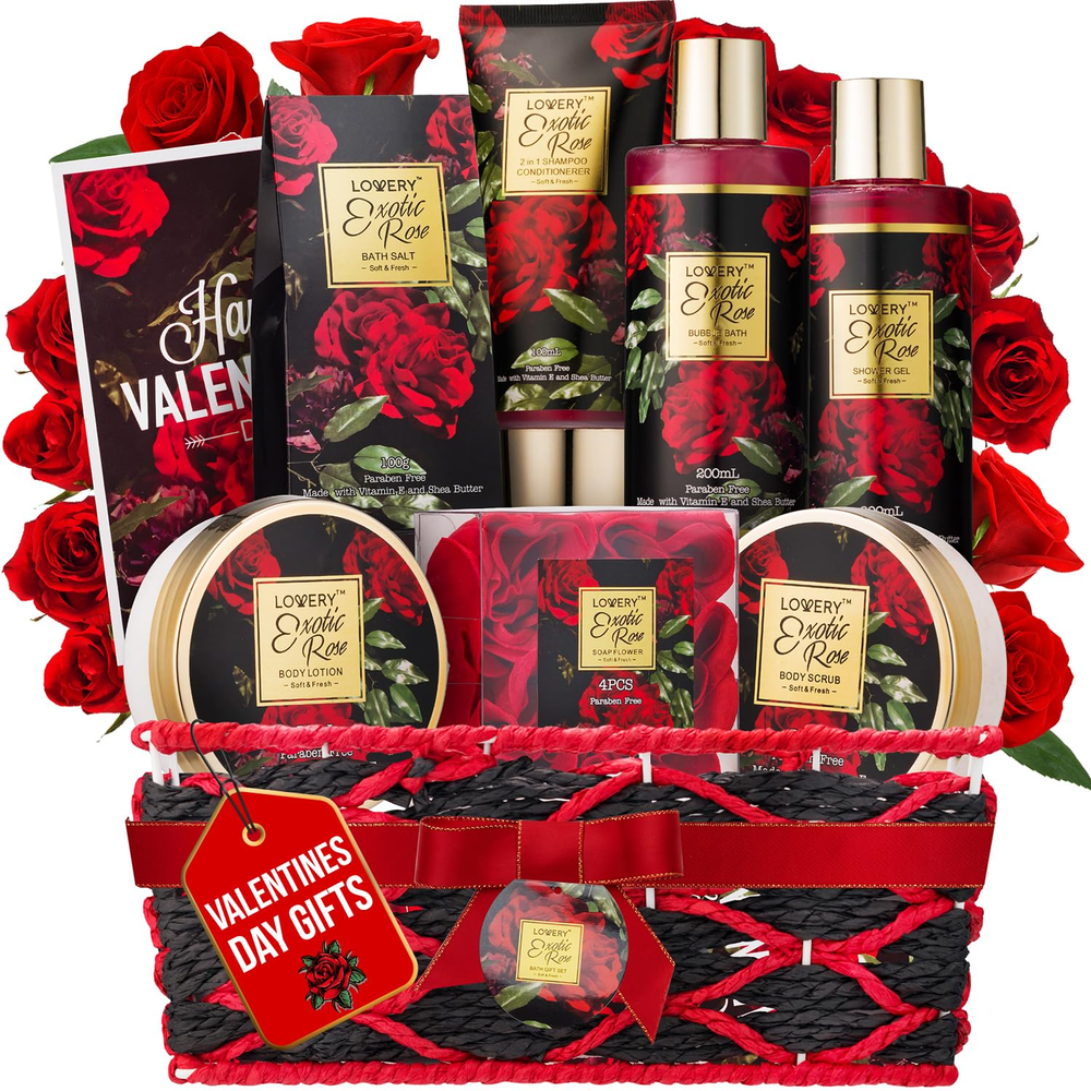 Valentines Day Gifts for Her - Exotic Rose Valentine Gift Basket for Women, Spa-image