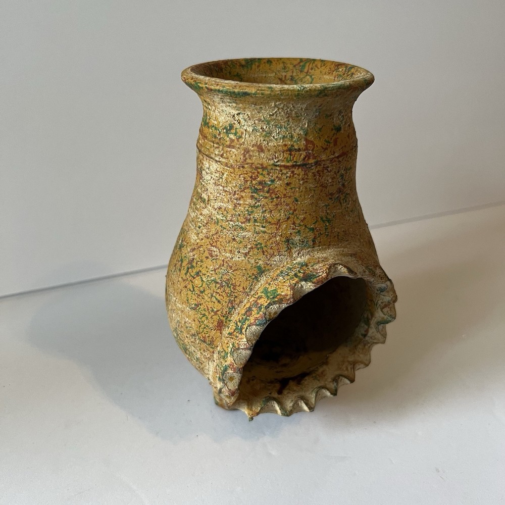 Mini Fireplace Garden Pottery Clay Decor 7.5 Inch Tall