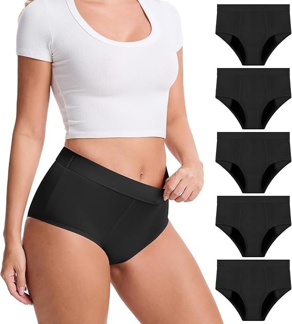 5 Pack High Absorbency Incontinence Underwear for Women Washable Leakproof Panti