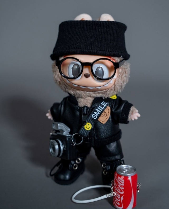 Black Leather Coat for POP MART LABUBU The Monsters Plush Doll Set No Dolls Included