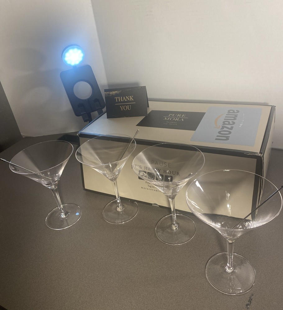Elegant 7oz Martini Glasses Set of 4 by Pure Mora