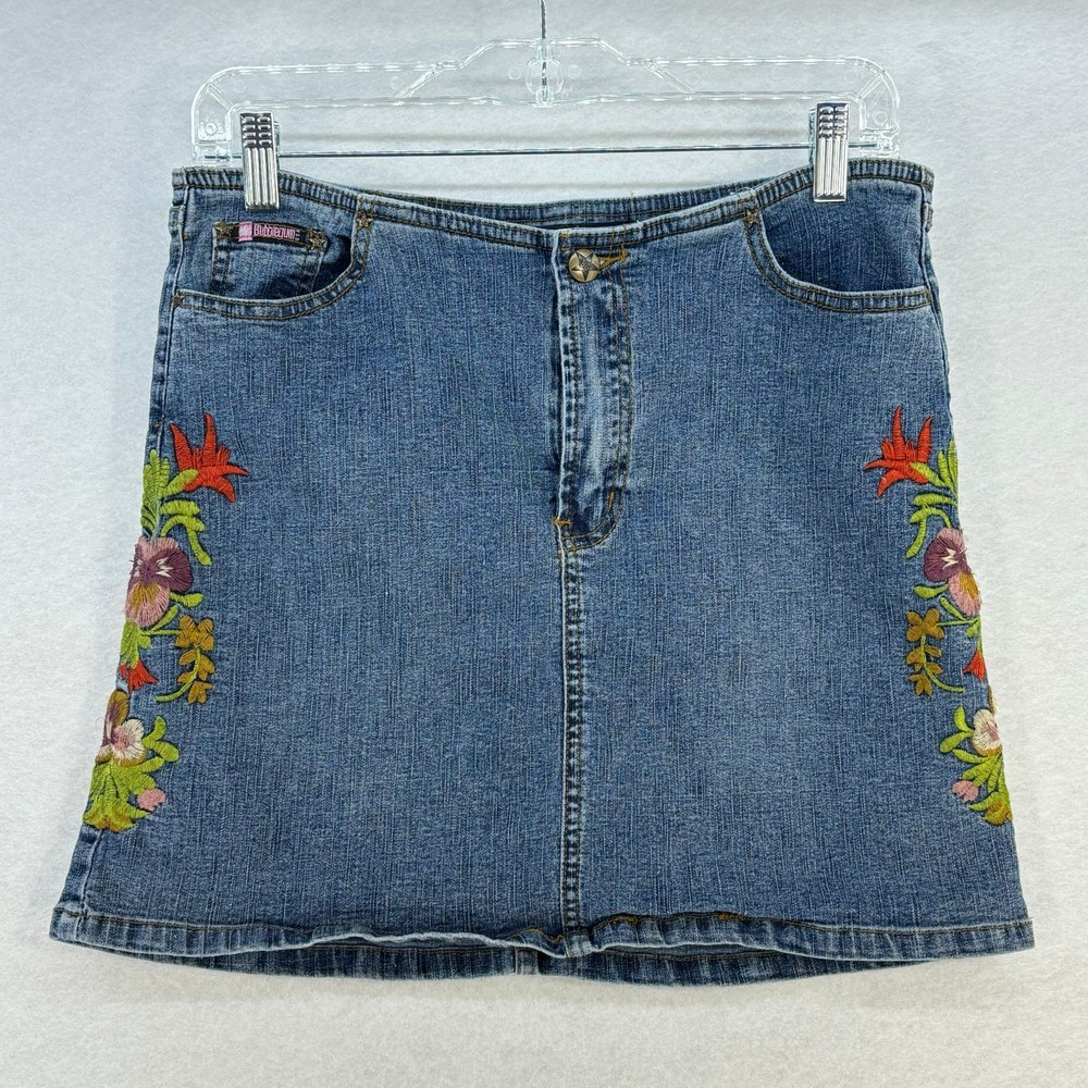 y2k Vintage Bubblegum Denim Floral Mini Skirt Casual Retro Junior's 11/12