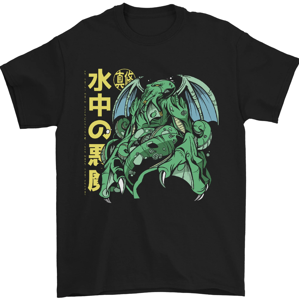 Japanese Anime Cthulhu Kraken Mens T-Shirt 100% Cotton
