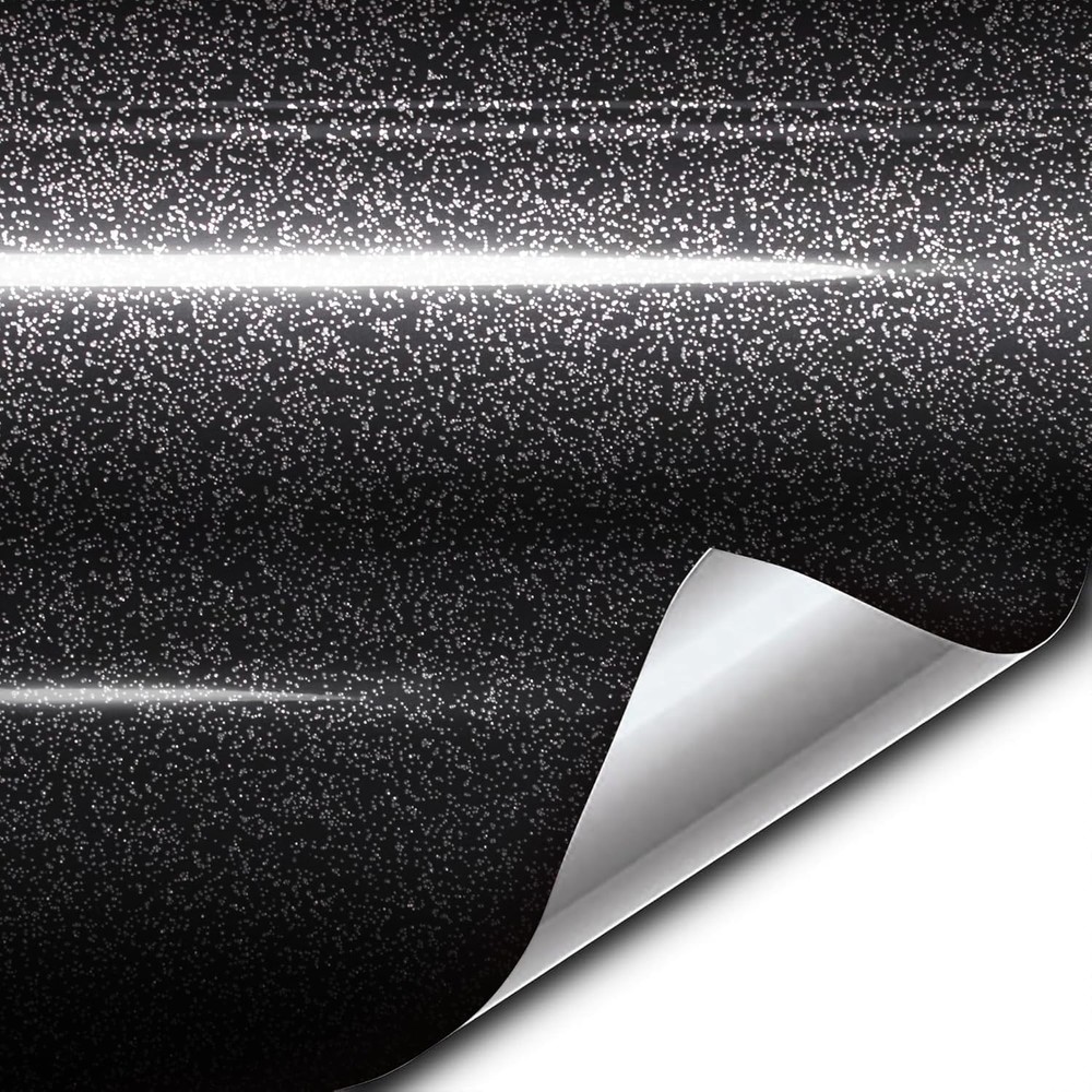 XPO Black Metallic Sparkle Gloss Vinyl Car Wrap Film Roll DIY Easy to Install No