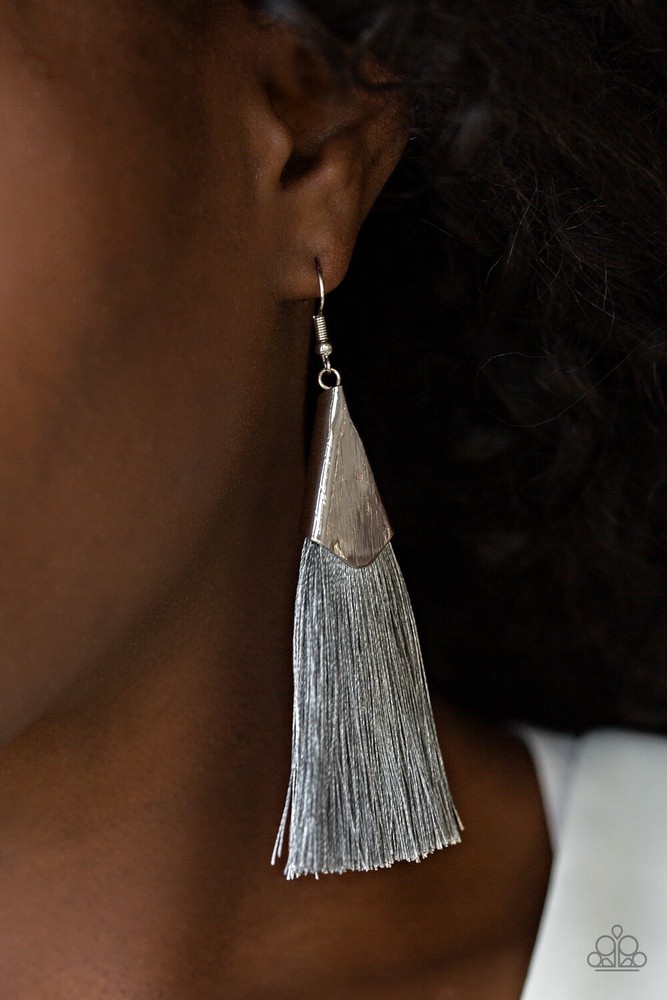 New Paparazzi Jewelry-In Full Plume Earring-Silver