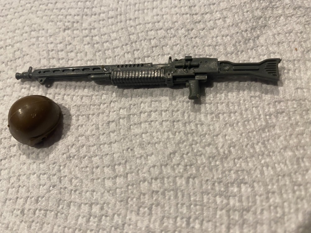 Vintage GI Joe Rock N Roll V1 Accessory Pack - Original Machine Gun & Helmet