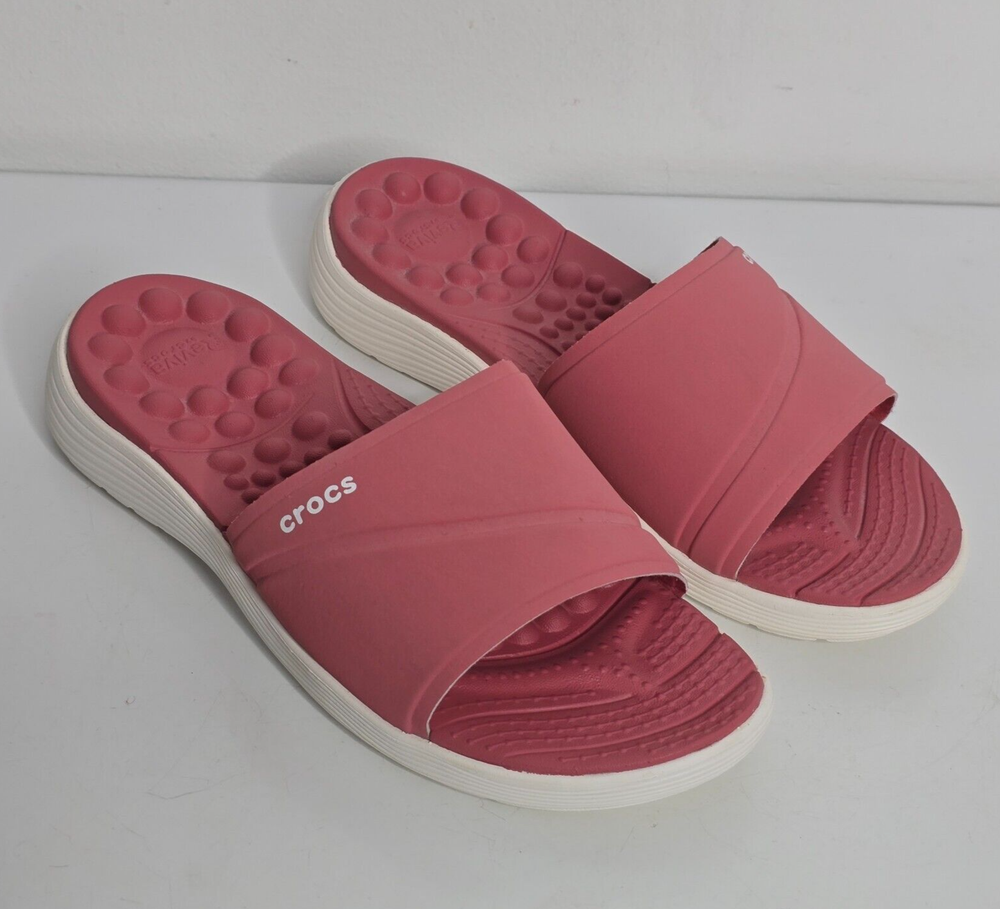CROCS Reviva Slides Sandals Womens Size 8 Mauve Pink Comfort Shoes