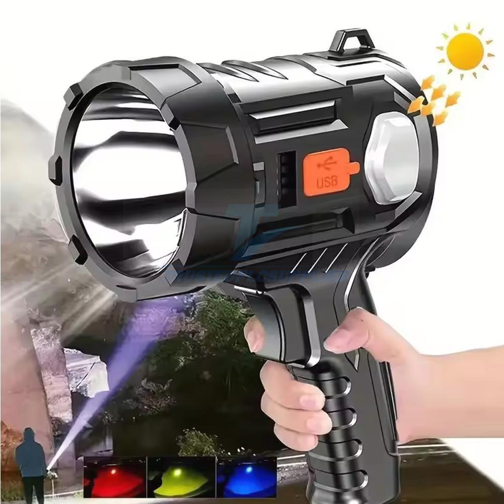 900000000LM Bright Solar/USB Rechargeable LED Spotlight Flashlight Searchlight