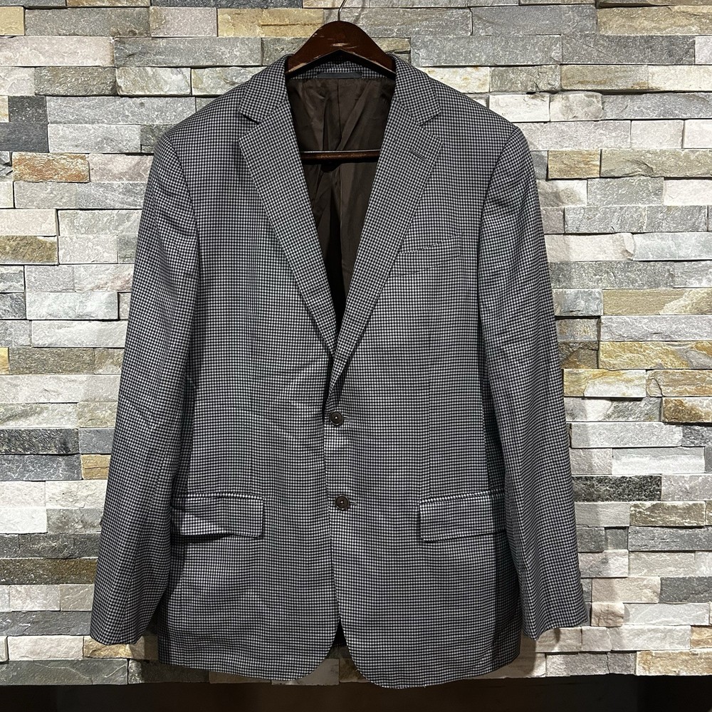 Ermenegildo Zegna Trofeo 600 Blue Plaid Wool Silk Jacket Sport Coat Milano 52R