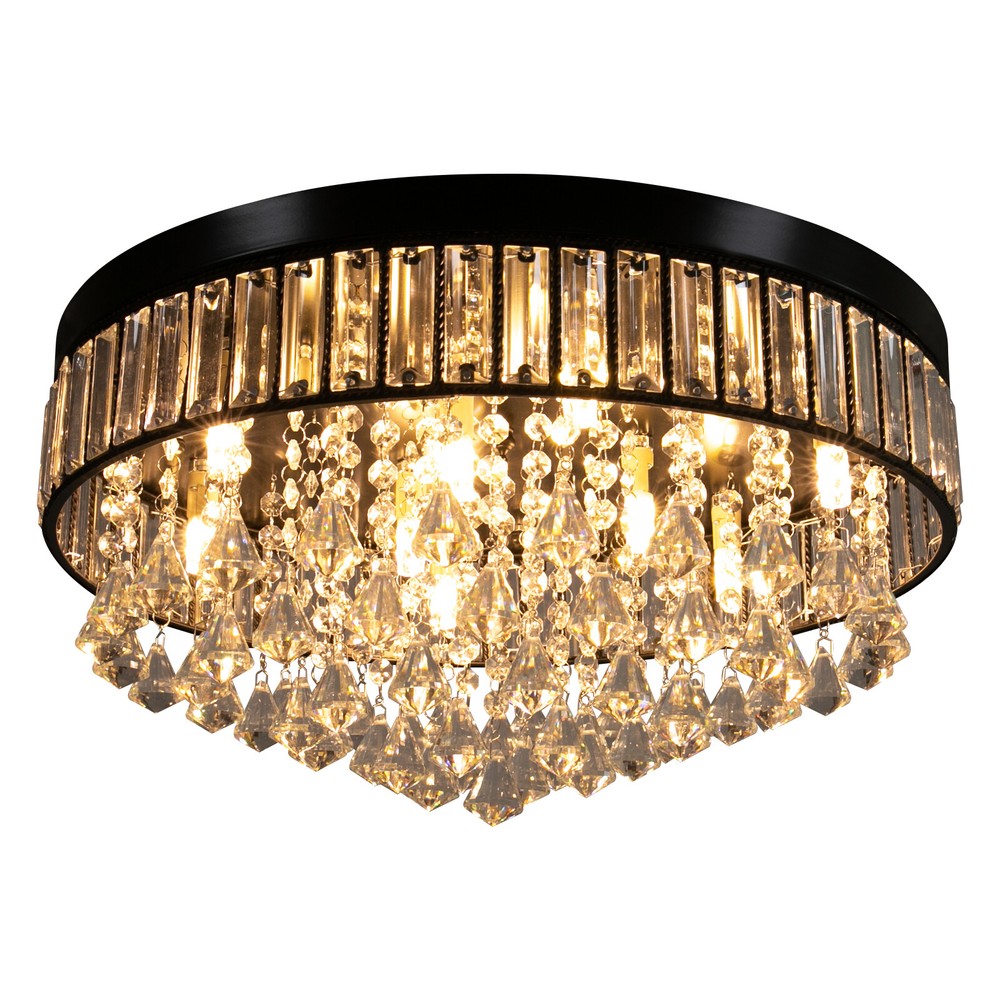 Modern Crystal LED Flush Mount Chandelier Pendant Ceiling Light Fixture