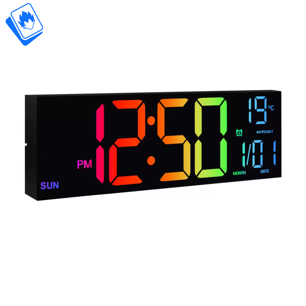 38cm Modern Wall Clock – Black Digital Design for Home