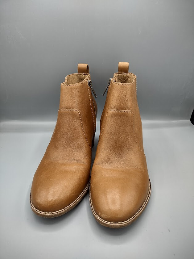 Madewell Brenner Heeled Boots Ankle Womens Sz 7 English Saddle Brown Leather Zip
