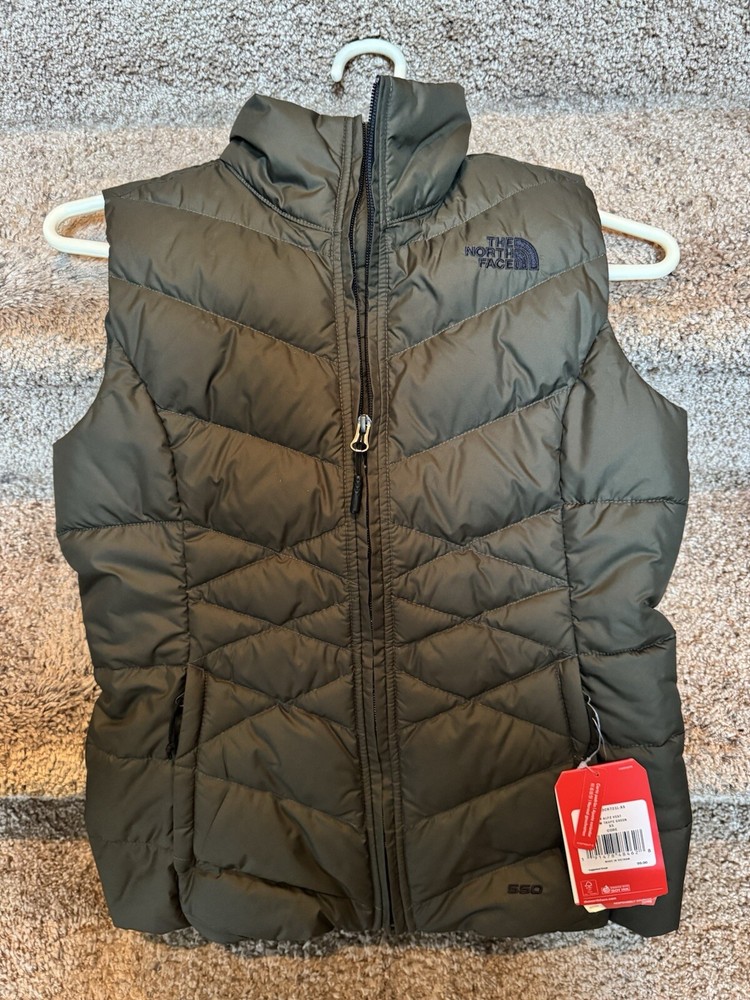 Women's Taupe Green North Face Vest Size XS