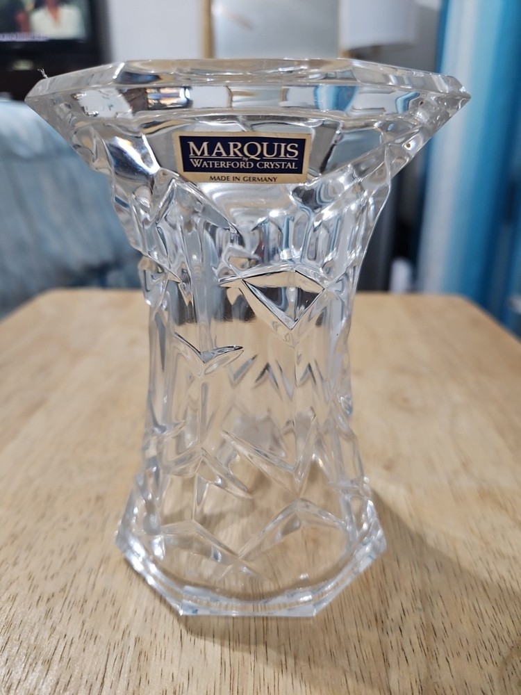 Marquis by Waterford Ceylon Lead Crystal Octagon Pillar Candle Holder 5.5 Inches Tall