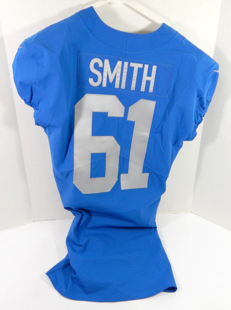 2019 Detroit Lions Ray Smith #61 Game Issued Blue Jersey Thanksgiving TB 100 P 2