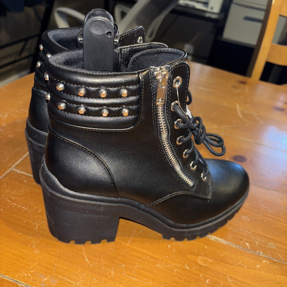 No Boundaries Women's Size 9 Black Ankle Boots Goth Motorcycle Y2K Style NEW !