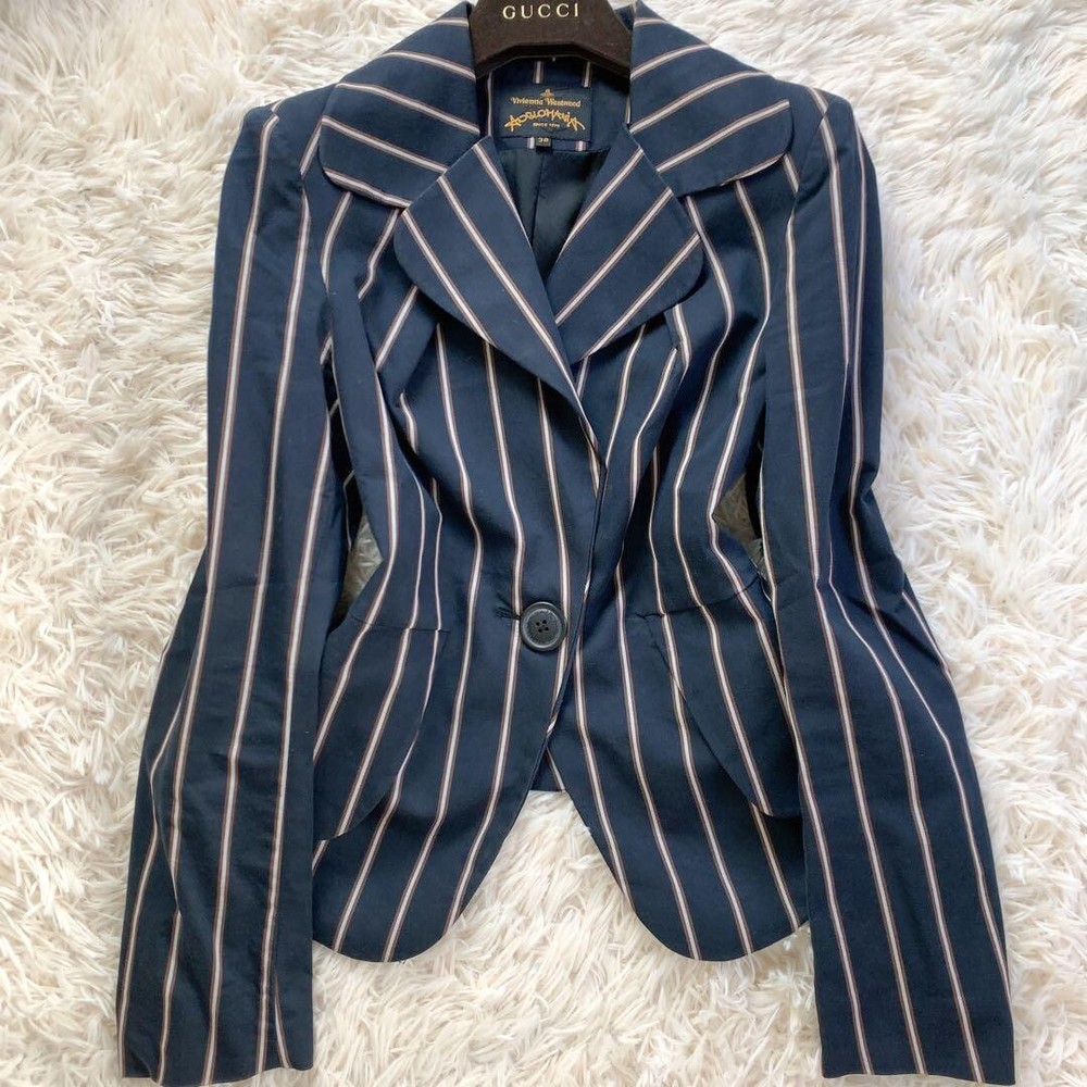 Vivienne Westwood Love Jacket Striped Tailored Orb Jacket Women M Gorgeous USED
