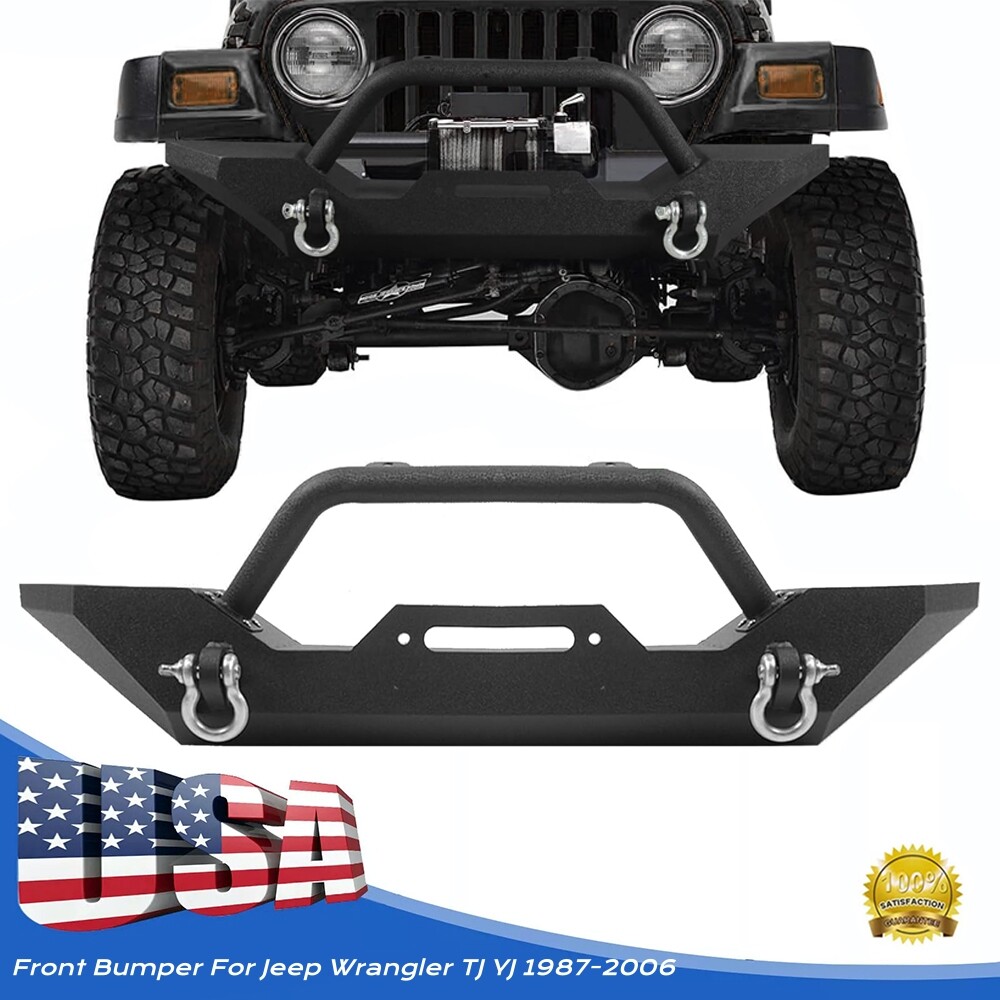 Front Bumper For Jeep Wrangler 87-06 TJ YJ w/ Winch Plate D-Rings Rock Crawler
