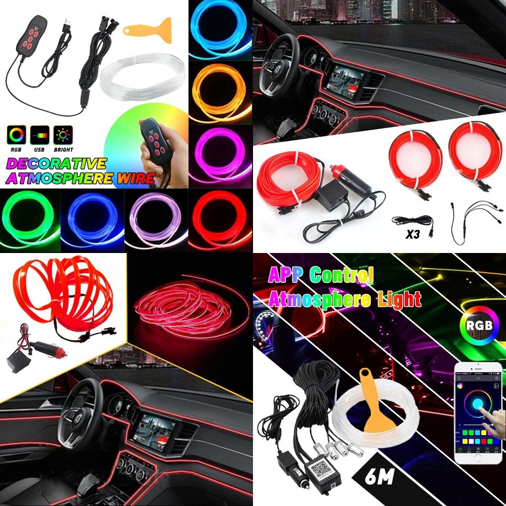 5M/1T4 Decor Car LED Atmosphere Wire Light Strip Lamps Car Interior Accessories