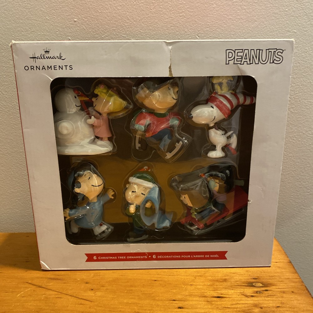 Hallmark Peanuts Christmas Ornaments Set - 6 Pc with Charlie Brown Snoopy Linus  