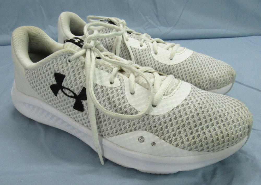 UNDER ARMOUR Women's CHARGED PURSUIT III White/Black MESH Athletic Sneakers 10