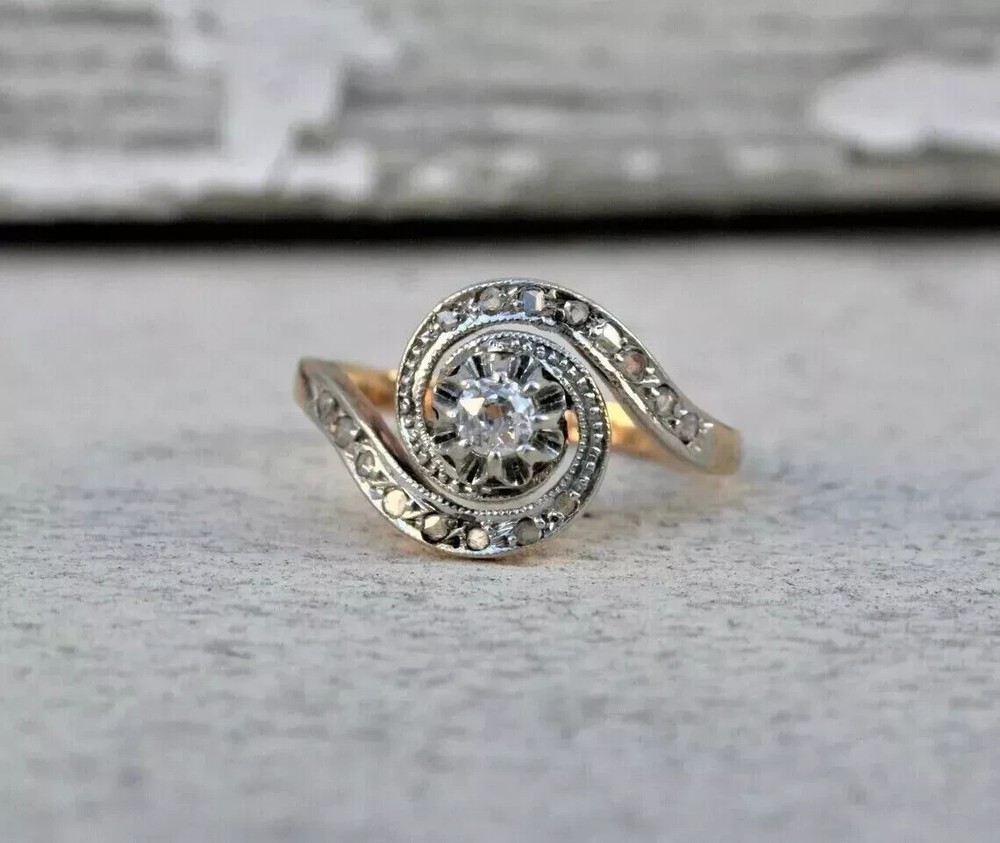 2Ct Round Cut Simulated Diamond Wedding Swirl Band Ring 14k Yellow Gold Plated