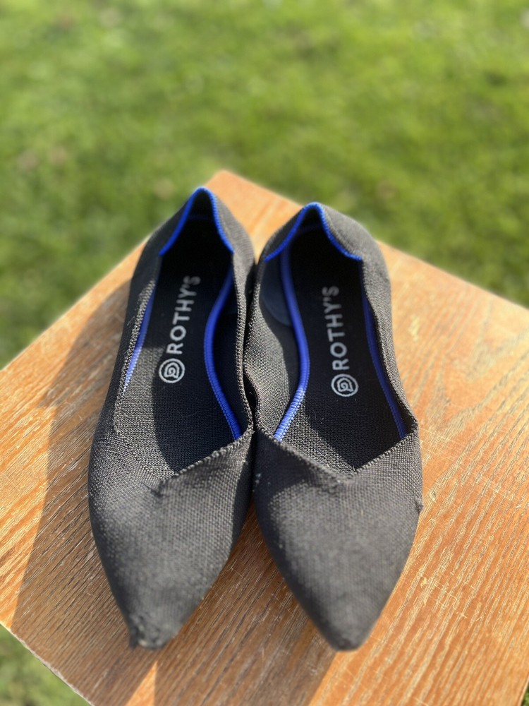 Rothy's The Point Black Flat Slip on Shoes Womens Size 10 Pointed Ballet **Read