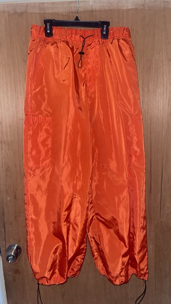 Stretchy Elastic Waist Wide Leg Parachute Shell Pants