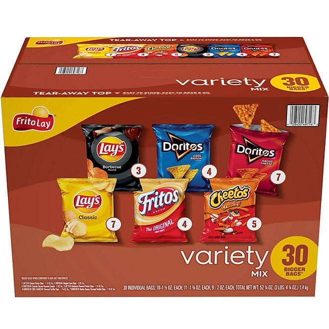 Frito-Lay Snack Variety Pack 30 Count Assorted Chips Multipack Budget-Friendly
