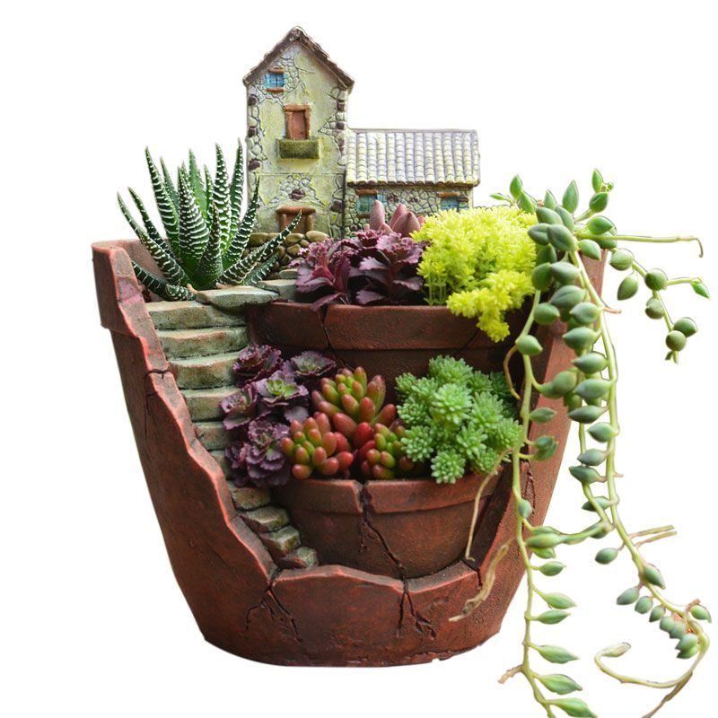 Creative Resin Succulent Plant Pot Garden Flowerpot Desktop Home Decorative