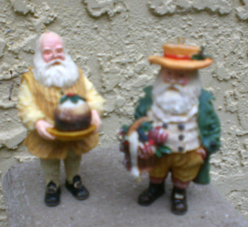 Lot of 2 Christmas Santa Claus Figurines Delivering Gifts & Food