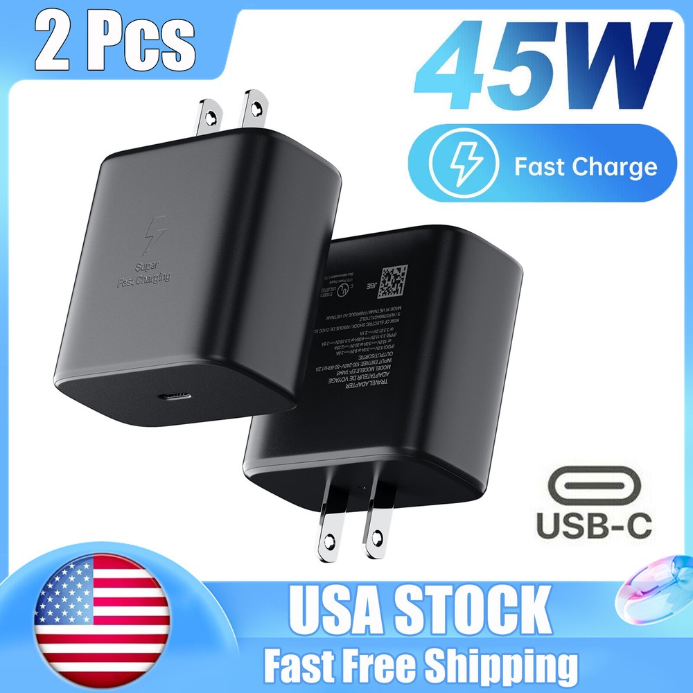 45W Dual USB-C Fast Wall Charger for Samsung Galaxy S22 Ultra S21+