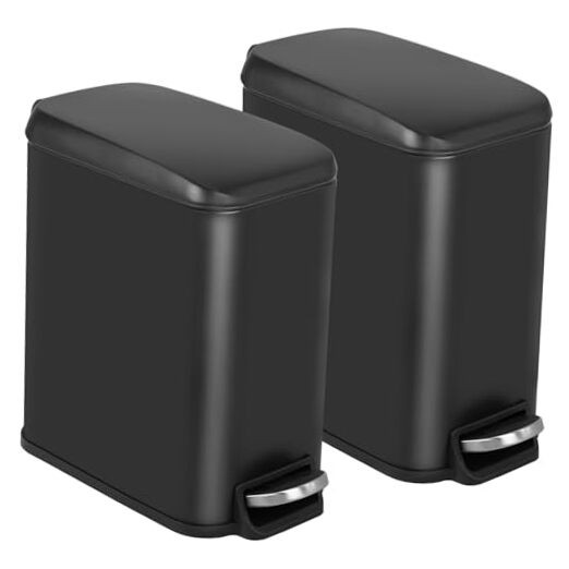 Bathroom Trash Can with a Lid 1.3 Gallon (5 L) Small Trash Bin Step Pedal