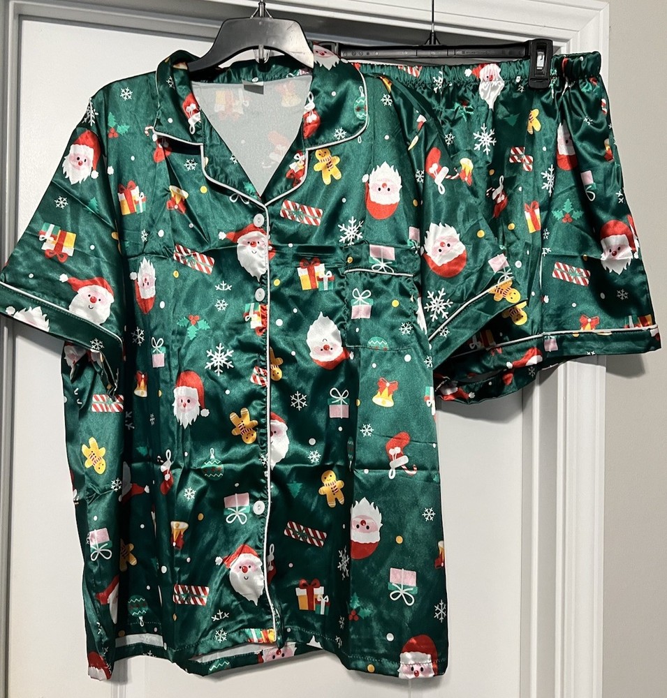 VENTELAN Women's Santa Claus Christmas Pajama Set Size 3X Holiday Family Matching NWOT