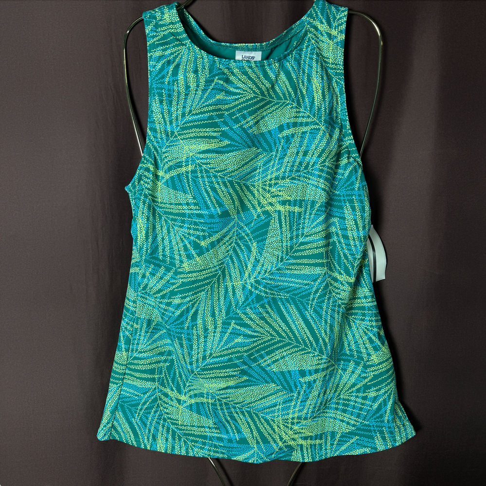 Lands End Womens High Neck UPF 50 Modest Tankini Top in Long Sizes 4 2-8
