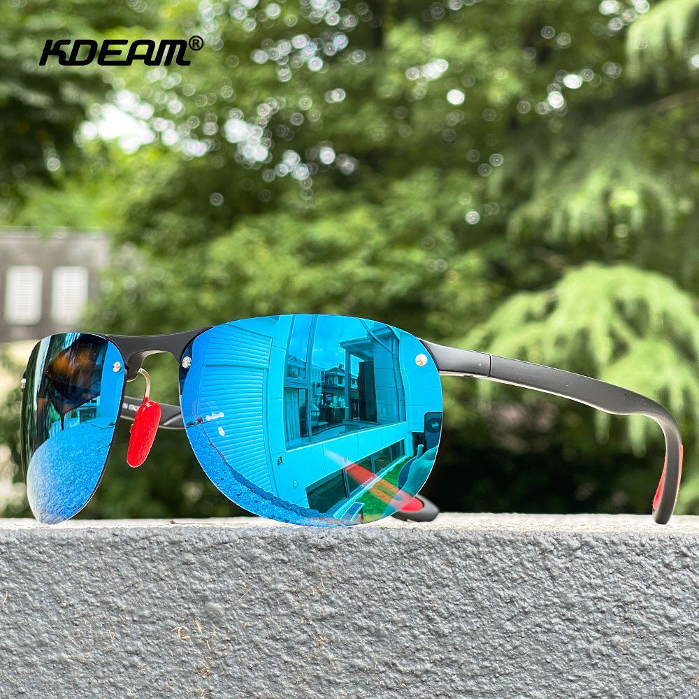 KDEAM TR90 Rimless Polarized Sport Sunglasses Men Outdoor Driving Shade Glasses