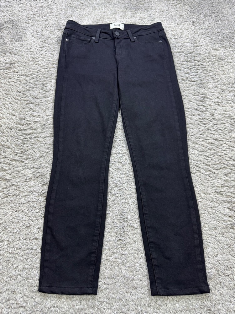 Paige Jeans Women 27 Black Verdugo Crop Mid Rise Curvy Stretch Mom Denim Pants