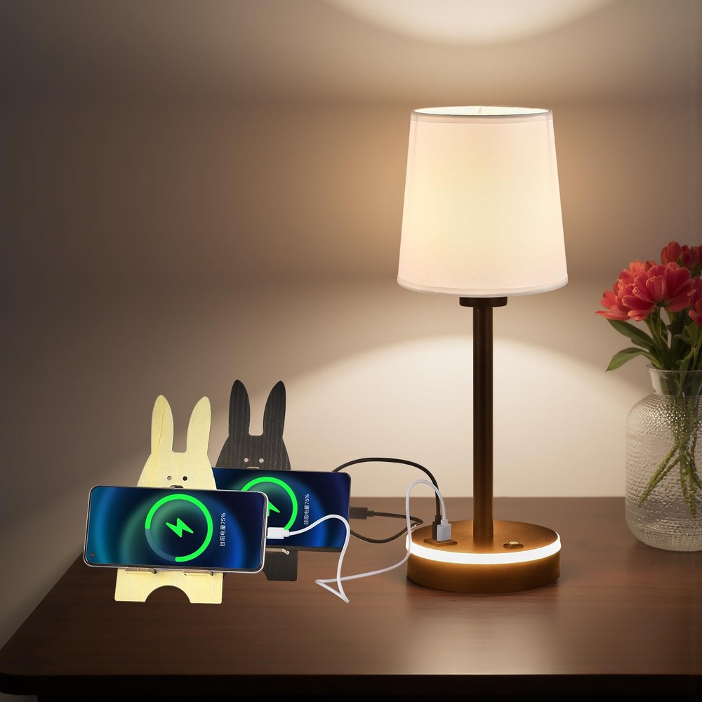 Portable Cordless Fabric Shade Desk Lamp with 10000mAh Rechargeable Battery