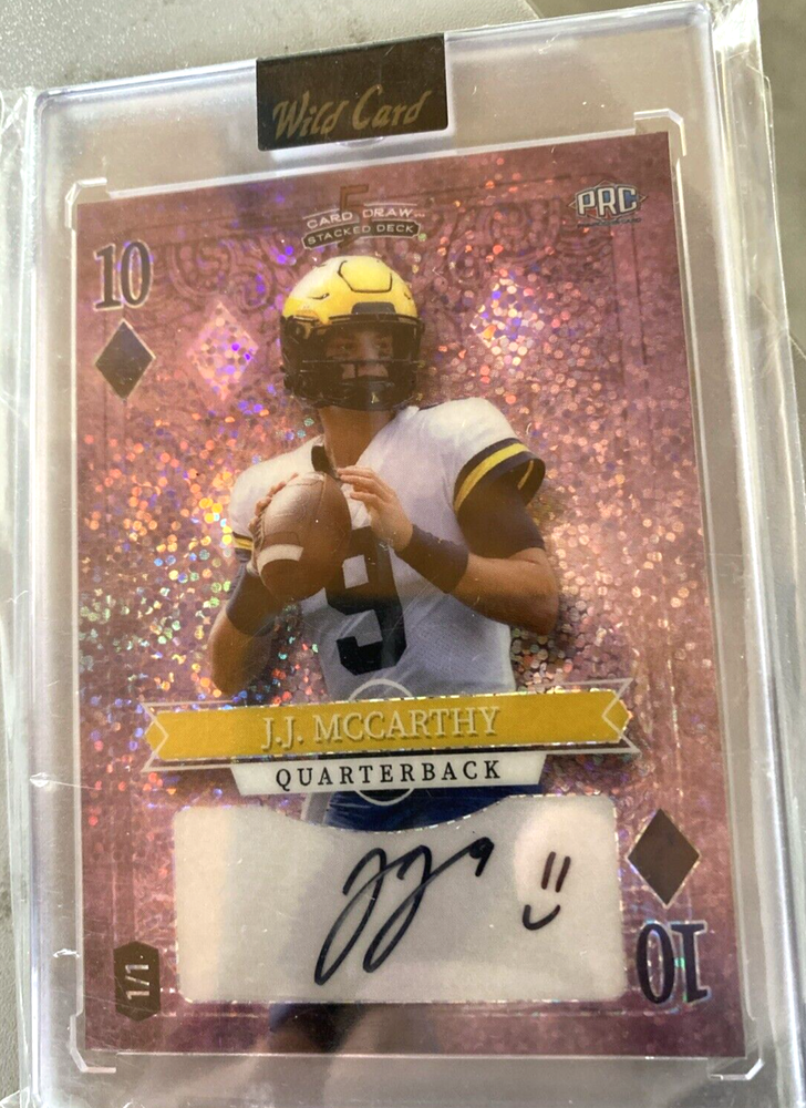 JJ McCarthy- 2023 Wild Card 5 Card Draw Stacked Deck- Ten Of Diamonds 1/1 Auto