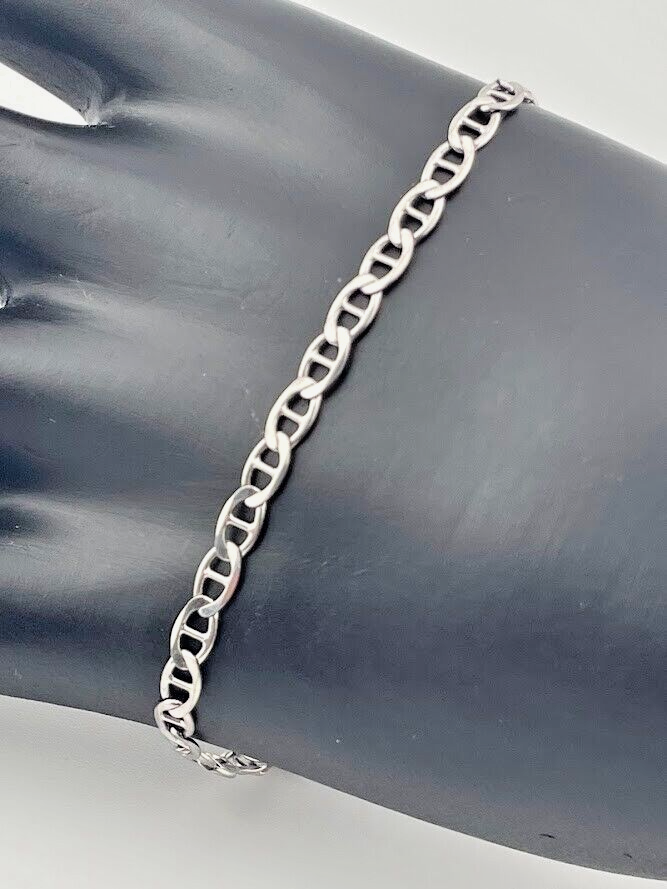Italy 925 Sterling Silver 3.6mm Mariner Chain 9-Inch Anklet Bracelet Modern 539