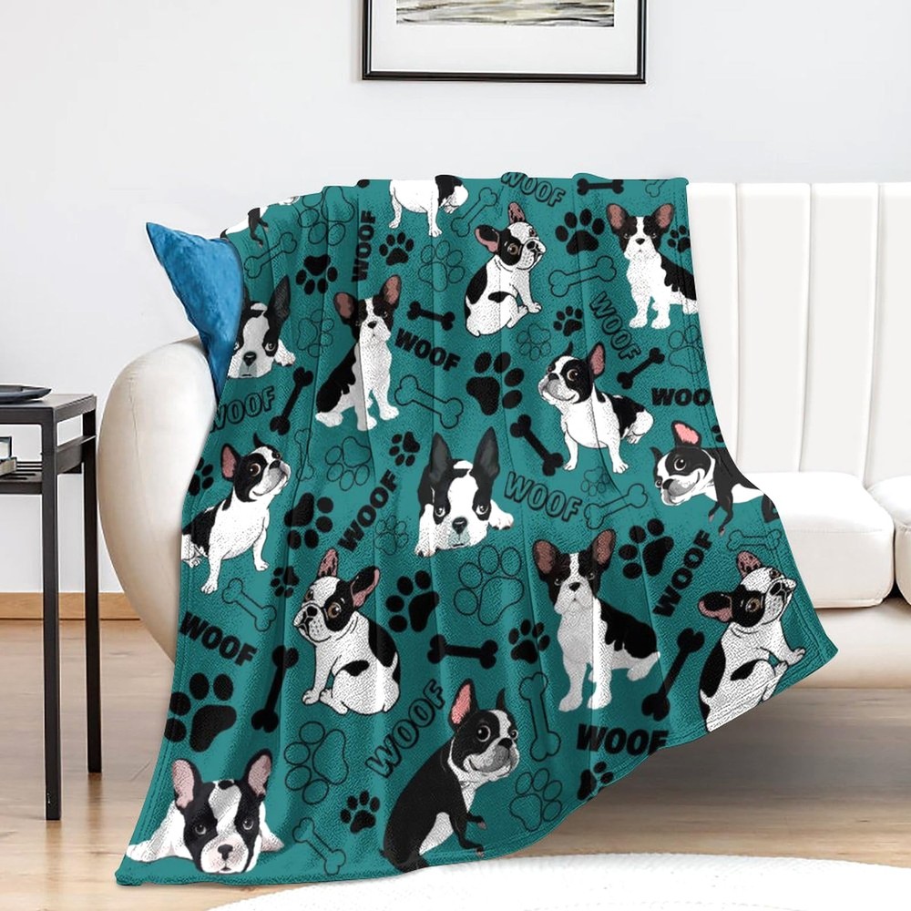 Cute Boston Terrier Blanket Soft Cozy Flannel Boston Terrier Throw Blankets
