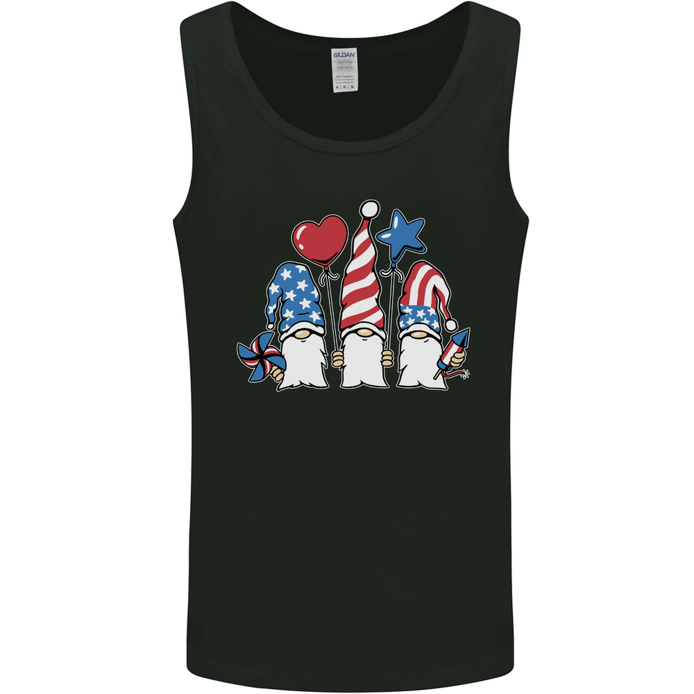 July 4th Gnomes American Independence Day Mens Vest Tank Top