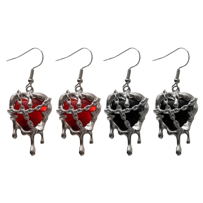 Heart Drop Earrings Fashion Ear Jewelry Heart Pendant Earrings Gothic Jewelry