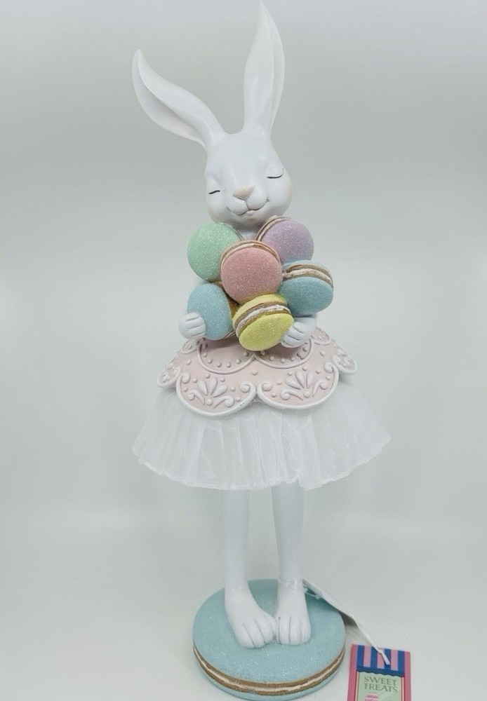 🐰NWT Sweet Treats White Bunny Pastel Macaroon Decorative Figure