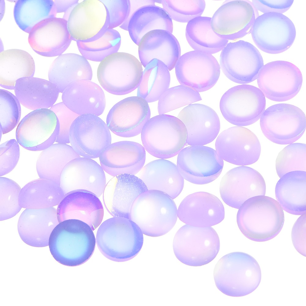 100pcs 8mm Purple Cat Eye Resin Flatback Dome Beads for Jewelry Making