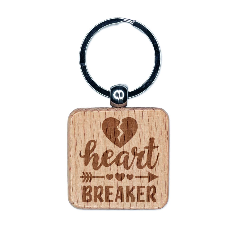 Heart Breaker Engraved Wood Keychain for Valentine's Day Gift