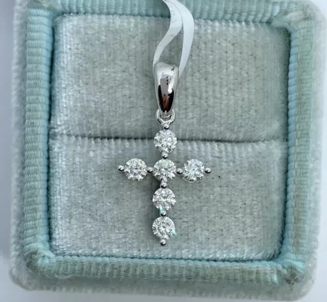 Lovely Holy Cross Pendant 2Ct Round Cut Simulated Diamond 14k White Gold Plated