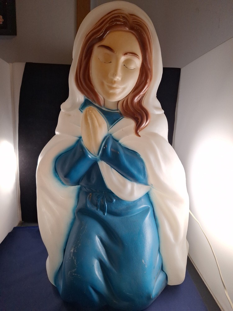 Vintage Mary Lighted Blow Mold General Foam Plastics Nativity Christmas 26”